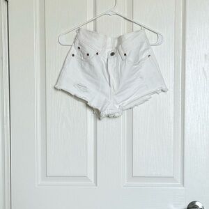 LEVI’S : Distressed off white Jean Shorts - Size 24 W